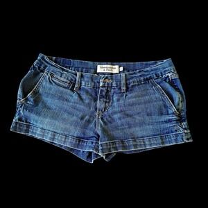Abercrombie & Fitch 90s Booty Denim Shorts Y2K Low Rise Sz 29 Babydoll Preppy